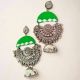 Green Oxidized Heavy Long Jhumka With Ghungroos